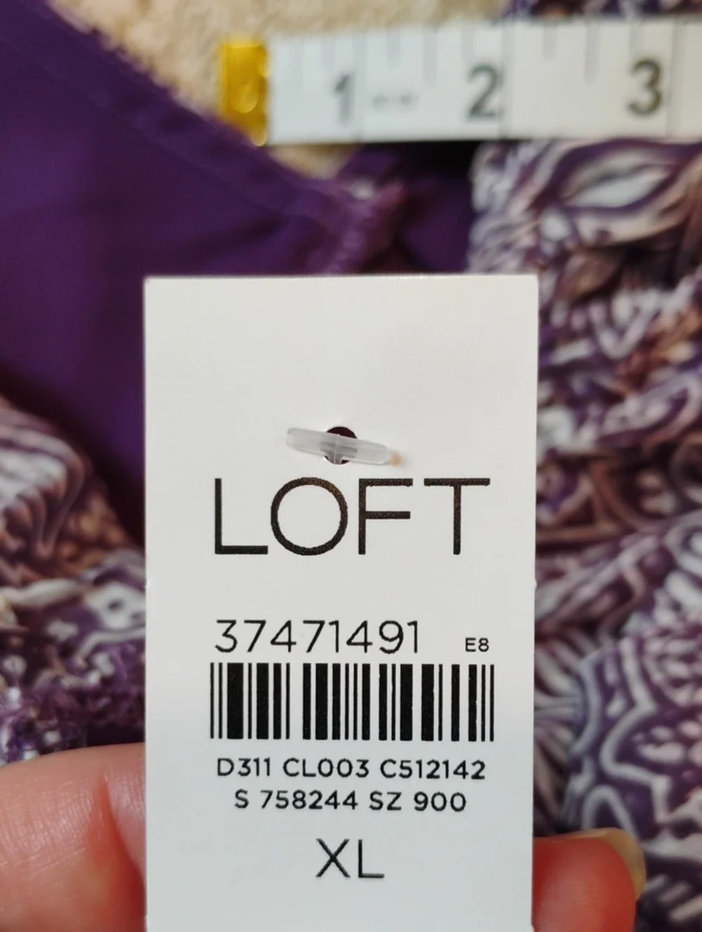 NWT XL Ann Taylor LOFT Purple And White V-Neck Floral Long Sleeve Blouse NEW